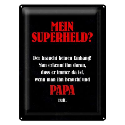 Blechschild Spruch 30x40cm mein Superheld Papa Geschenk