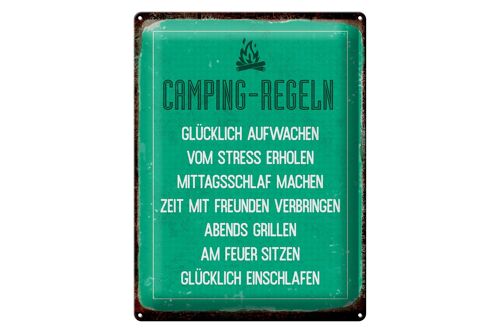 Blechschild Retro 30x40cm Camping Regeln Geschenk