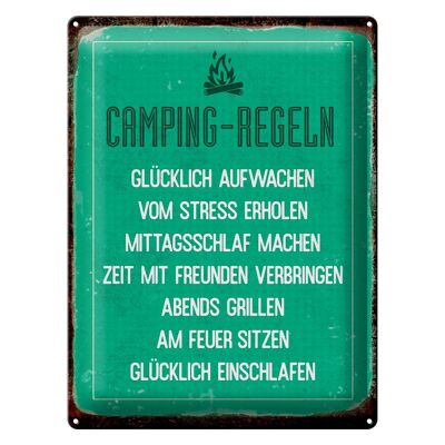 Blechschild Retro 30x40cm Camping Regeln Geschenk