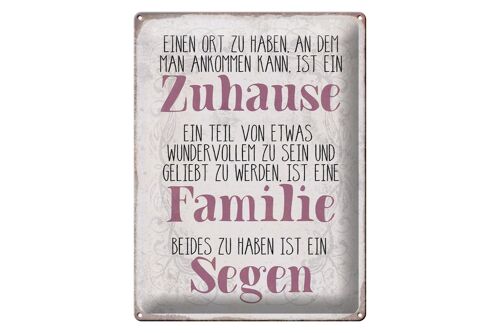 Blechschild Spruch 30x40cm Zuhause Familie beides ein Segen