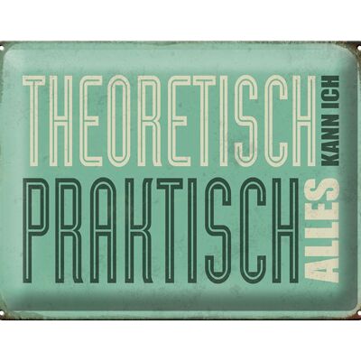 Blechschild Retro 40x30cm theoretisch praktisch kann alles