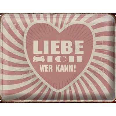 Blechschild Retro 40x30cm liebe sich wer kann Geschenk