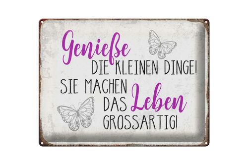 Blechschild Spruch 40x30cm genieße kleine dinge das Leben