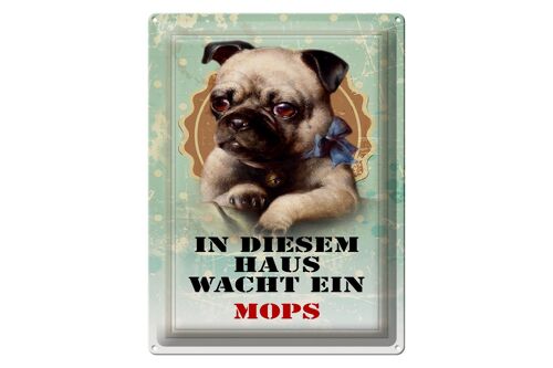 Blechschild Hund 30x40cm in diesem Haus wacht ein Mops