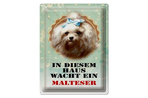 Blechschild Hund 30x40cm in diesem Haus wacht Malteser