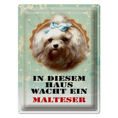 Blechschild Hund 30x40cm in diesem Haus wacht Malteser