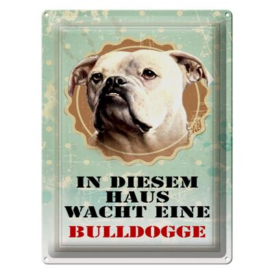 Blechschild Hund 30x40cm in diesem Haus wacht Bulldogge