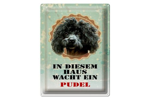 Blechschild Hund 30x40cm in diesem Haus wacht ein Pudel