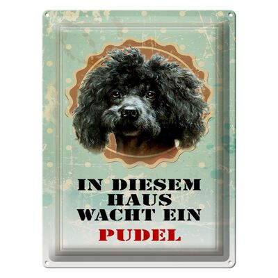 Blechschild Hund 30x40cm in diesem Haus wacht ein Pudel