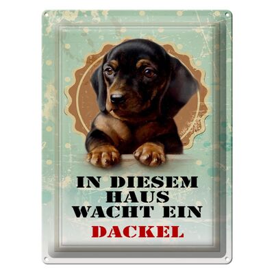 Blechschild Hund 30x40cm in diesem Haus wacht ein Dackel