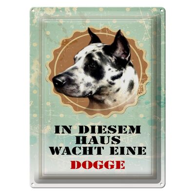 Metal sign dog 30x40cm in this house a Great Dane watches over