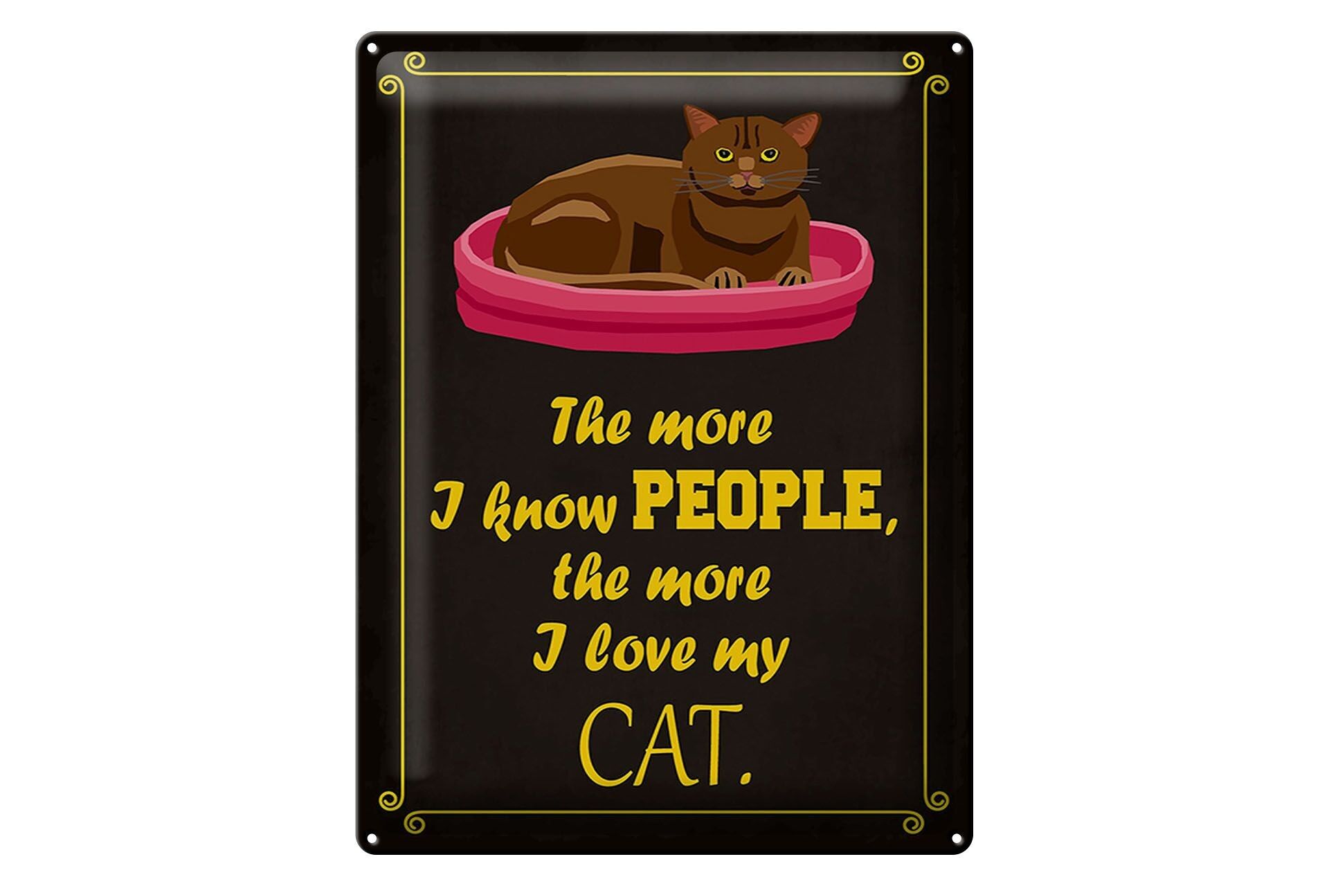 Blechschild Spruch 30x40cm Katze i love my CAT Geschenk