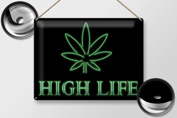 Panneau en étain disant 30x40cm High Life Cannabis 2