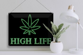 Panneau en étain disant 30x40cm High Life Cannabis 3