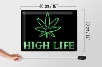 Panneau en étain disant 30x40cm High Life Cannabis 4