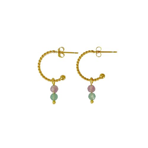 Earrings Tourmaline & Aventurine Gold