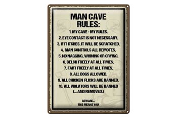 Panneau en étain disant 30x40cm Man Cave Rules, ma grotte, mes règles 1