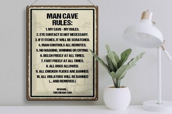 Panneau en étain disant 30x40cm Man Cave Rules, ma grotte, mes règles 3
