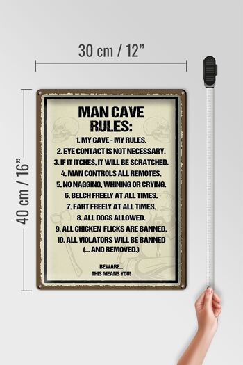 Panneau en étain disant 30x40cm Man Cave Rules, ma grotte, mes règles 4