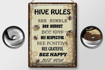 Panneau en étain disant 30x40cm Les règles de la ruche abeille humble honnête 2