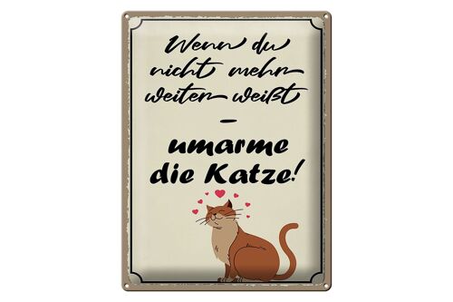 Blechschild Spruch 30x40cm nicht weiter umarme die Katze