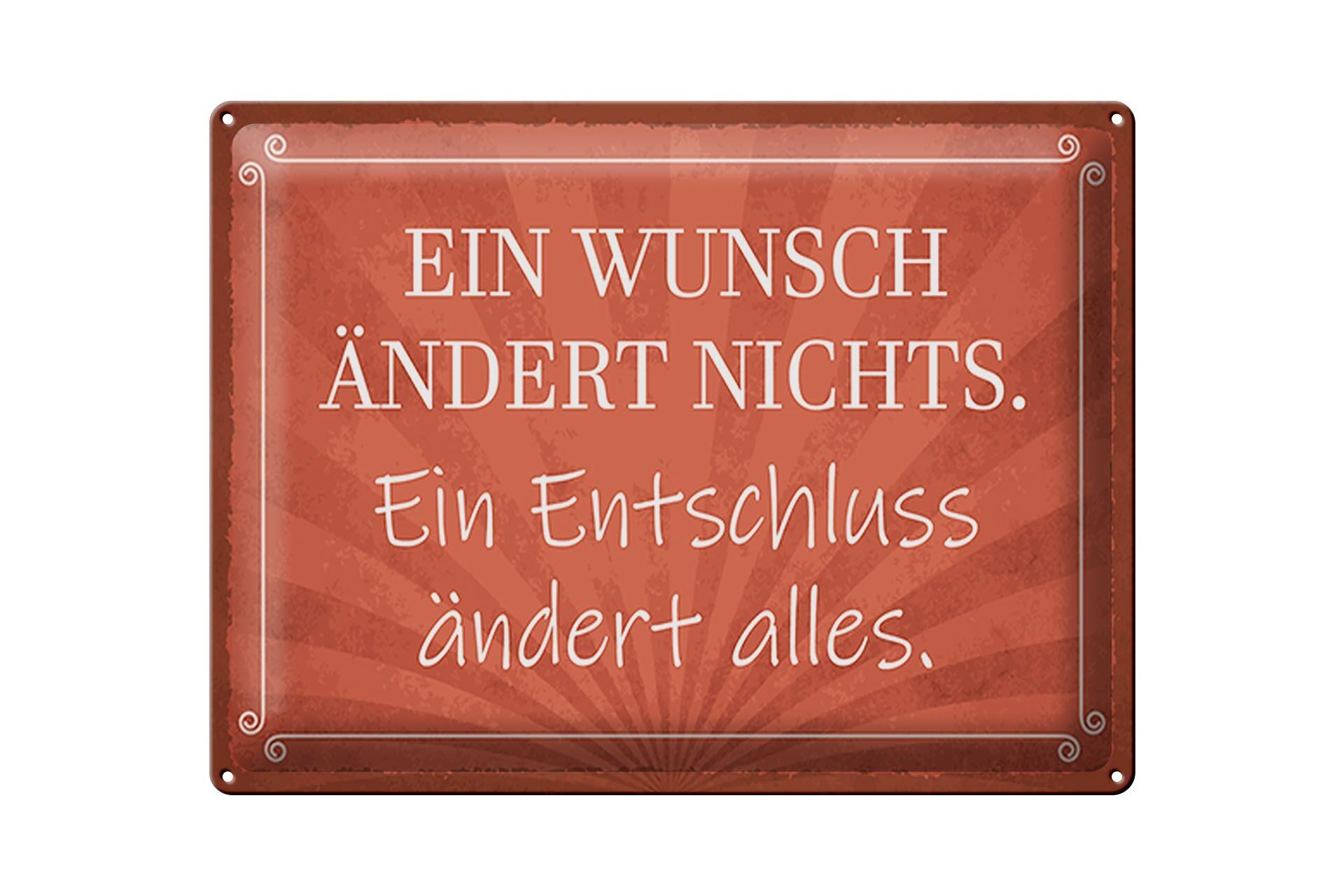 Targa in metallo con scritta 40x30 cm Un desiderio non cambia nulla cartello rosso