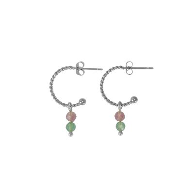 Boucles d'oreilles Tourmaline & Aventurine Argent