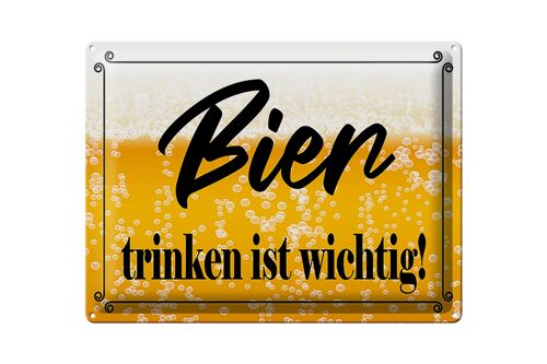 Blechschild Spruch 40x30cm Bier trinken ist wichtig!