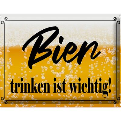 Blechschild Spruch 40x30cm Bier trinken ist wichtig!