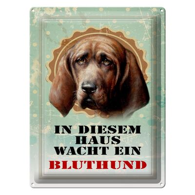 Tin sign dog 30x40cm in this house bloodhound watches