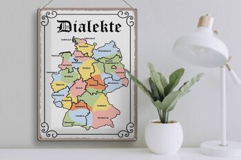 Panneau en étain indiquant les dialectes de 30 x 40 cm, carte des États fédéraux 3