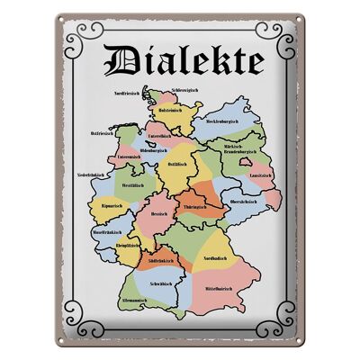 Metal sign saying 30x40cm dialects map federal states