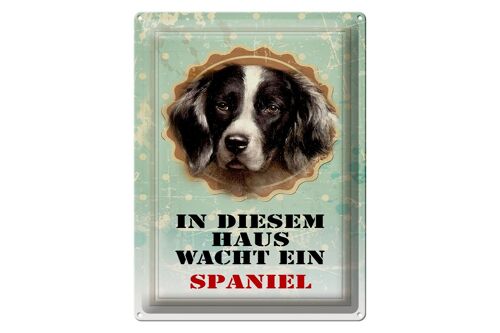 Blechschild Hund 30x40cm in diesem Haus wacht ein Spaniel