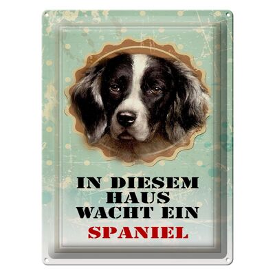 Blechschild Hund 30x40cm in diesem Haus wacht ein Spaniel