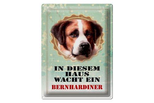 Blechschild Hund 30x40cm in diesem Haus wacht Bernhardiner