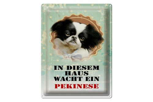 Blechschild Hund 30x40cm in diesem Haus wacht Pekinese