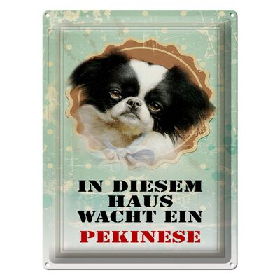 Blechschild Hund 30x40cm in diesem Haus wacht Pekinese