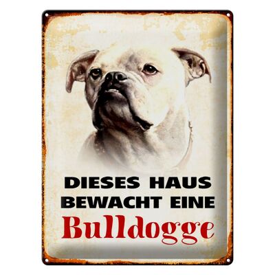 Metal sign dog 30x40cm this house is guarded by a bulldog