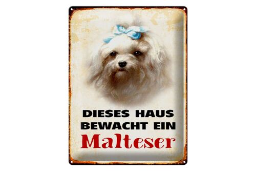 Blechschild Hund 30x40cm dieses Haus bewacht ein Malteser