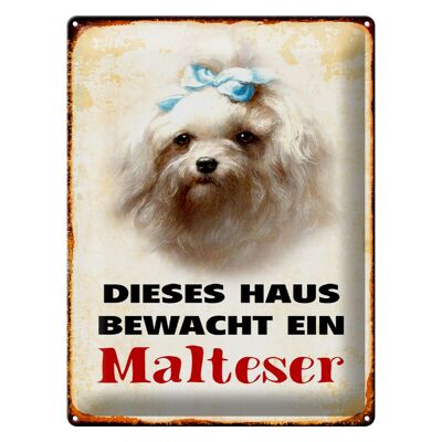 Blechschild Hund 30x40cm dieses Haus bewacht ein Malteser