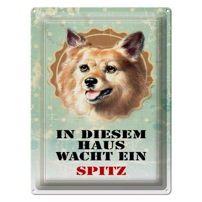 Blechschild Hund 30x40cm in diesem Haus wacht ein Spitz