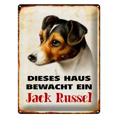 Blechschild Hund 30x40cm dieses Haus bewacht Jack Russel