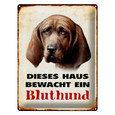Tin sign dog 30x40cm this house is guarded by a bloodhound
