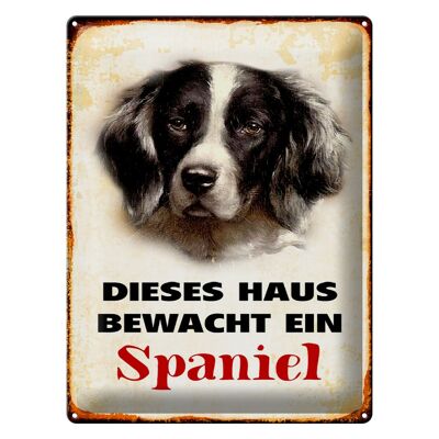 Metal sign dog 30x40cm this house is guarded by a spaniel