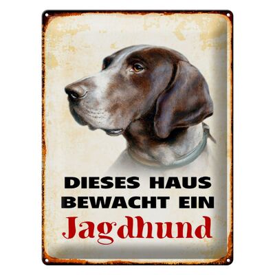 Tin sign dog 30x40cm this house is guarded by a hunting dog