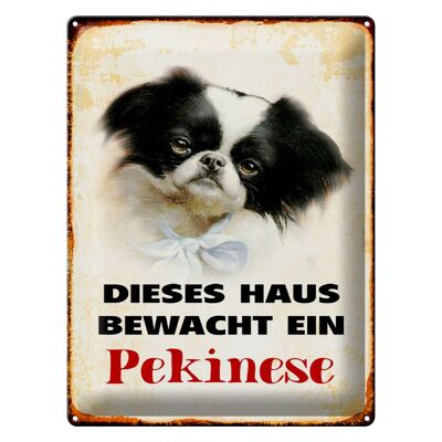 Blechschild Hund 30x40cm dieses Haus bewacht ein Pekinese