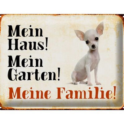 Metal sign dog 40x30cm Chihuahua my house garden family