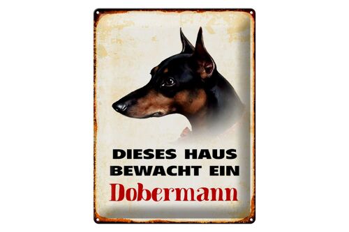 Blechschild Hund 30x40cm dieses Haus bewacht ein Dobermann