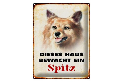 Blechschild Hund 30x40cm dieses Haus bewacht ein Spitz