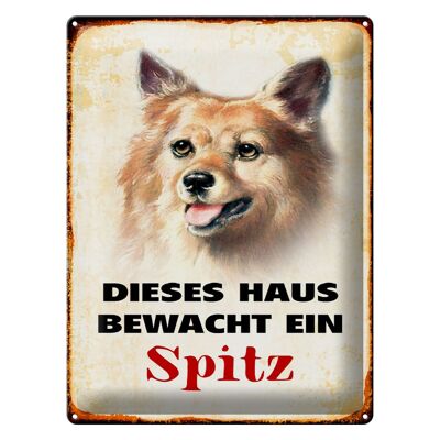 Tin sign dog 30x40cm this house is guarded by a Spitz